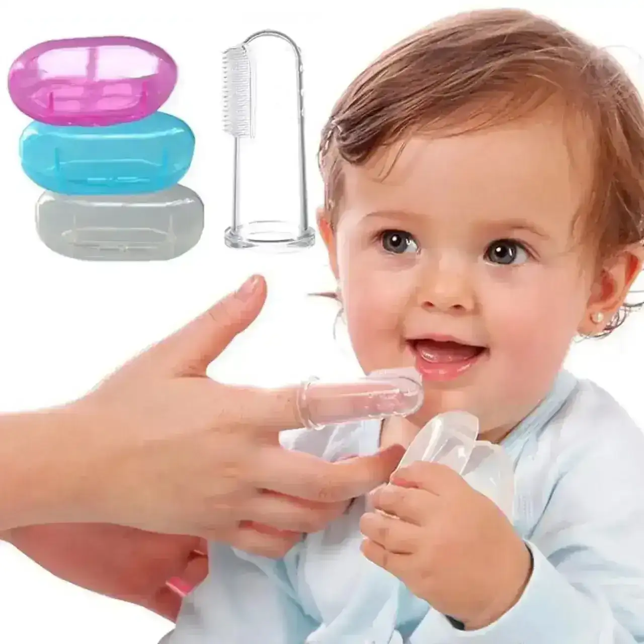 Cepillo dedal con cajita para bebe