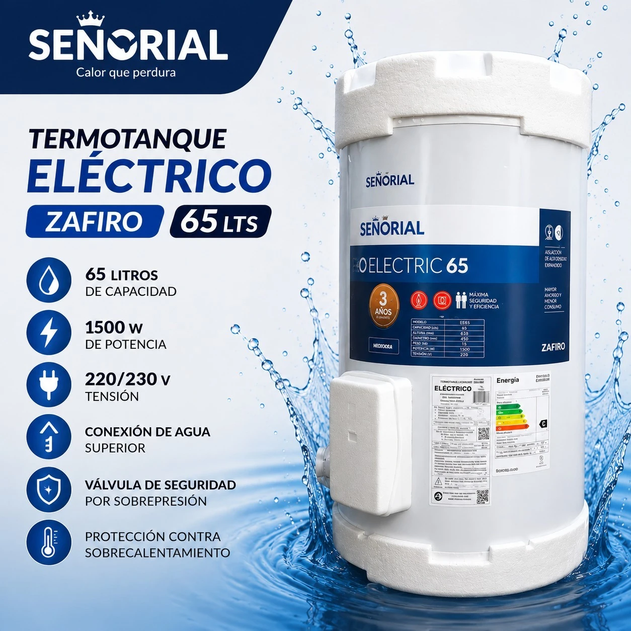 TERMOTANQUE SEÑORIAL ZAFIRO 65 LTS  LZ-65