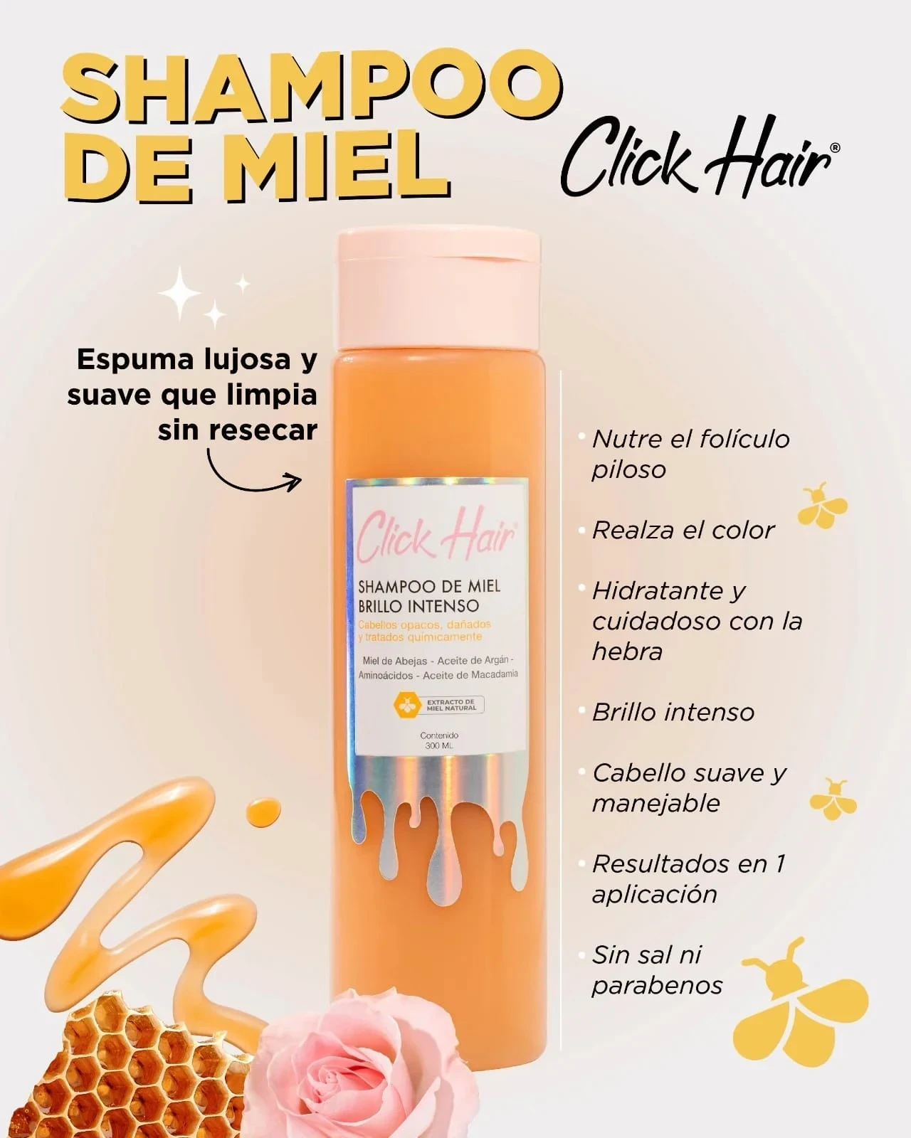 click hair shampoo miel aceite de argan macademia 300ml.jfif