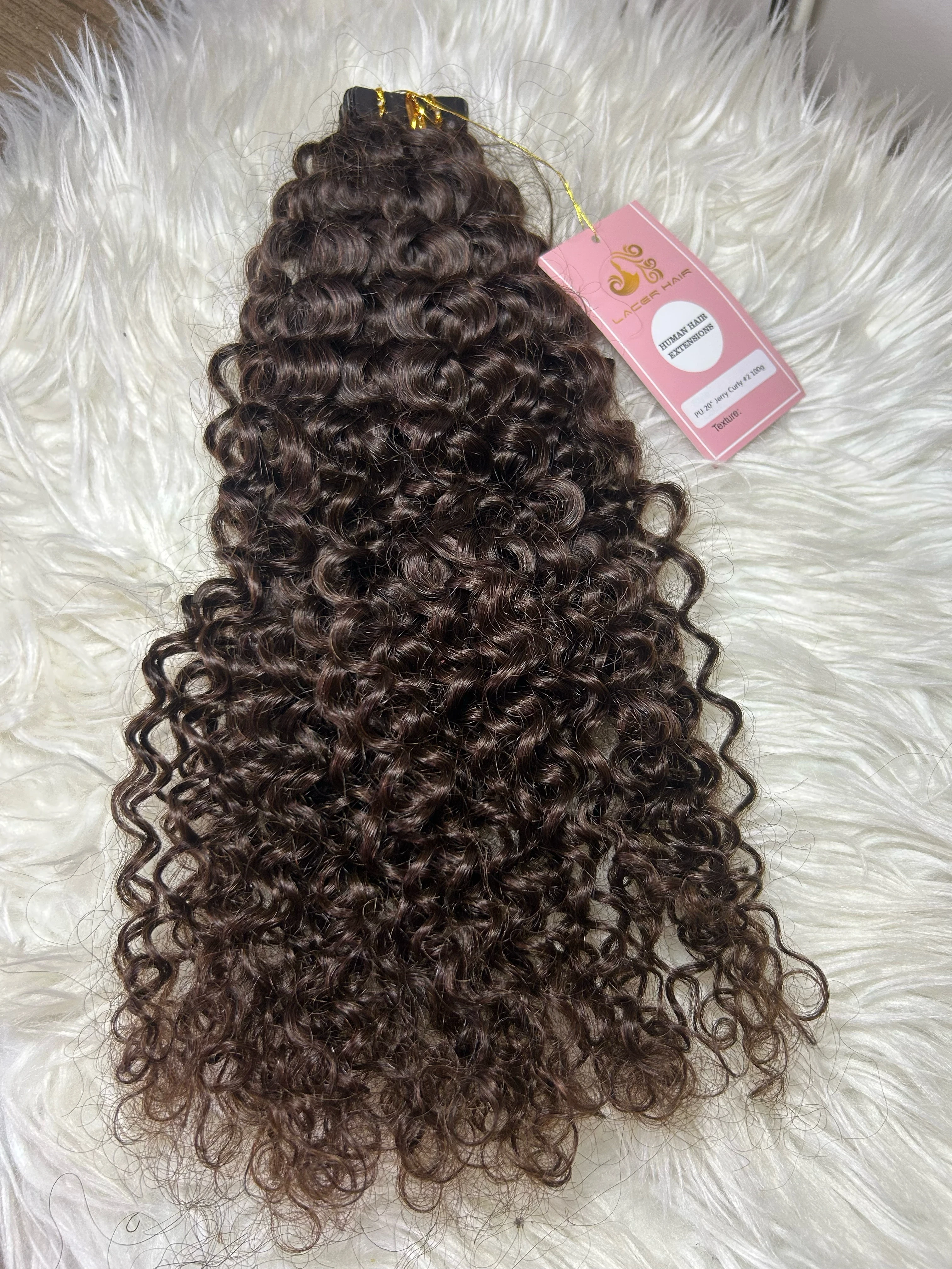 Extensiones de cabello rizado  con tape, cabello humano castaño oscuro 9A sin procesar, extensiones de cabello humano real para mujeres negras, Jerry Curly #2, 12 pulgadas 100g 2