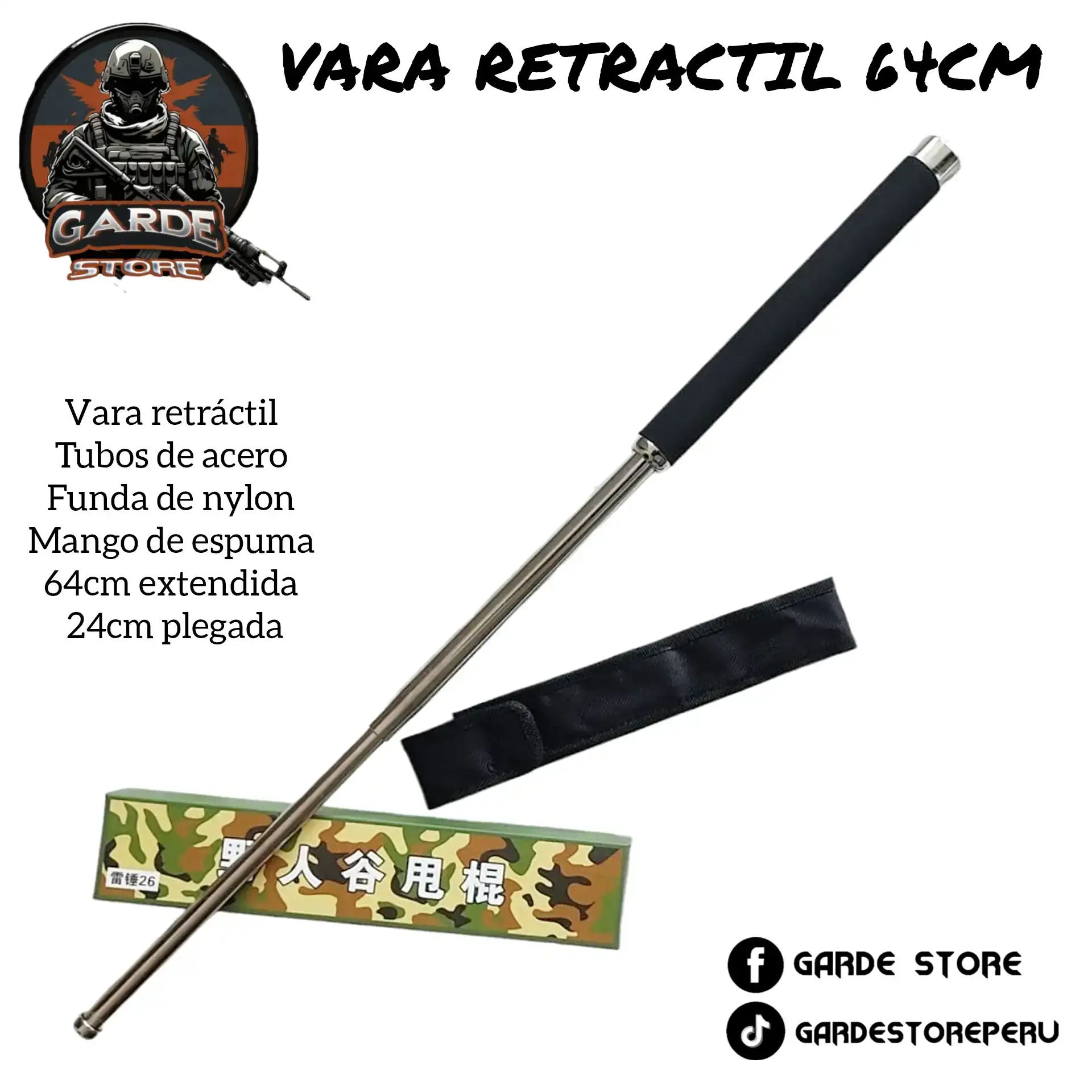 Vara retractil cromada 64cm. 3