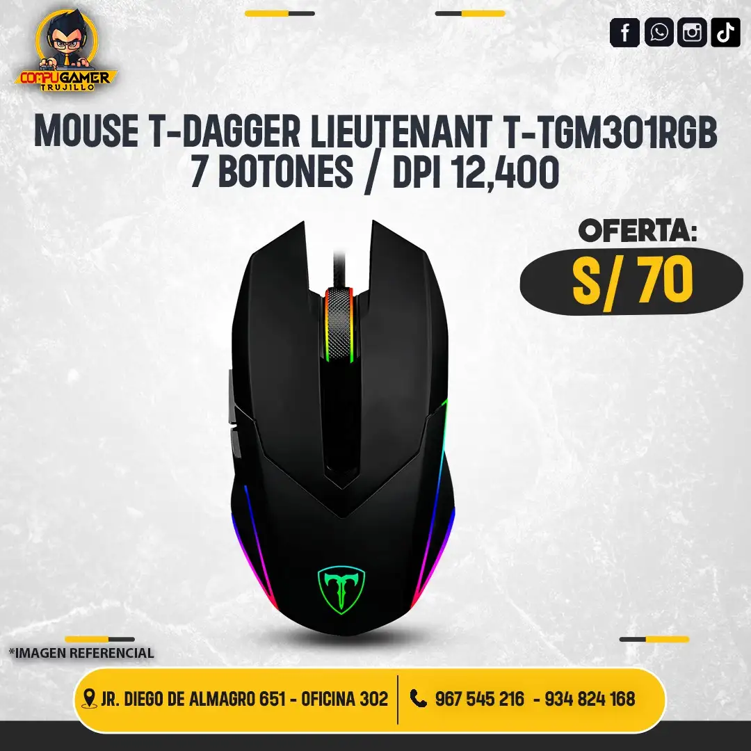 MOUSE T-DAGGER LIEUTENANT T-TGM301-RGB BLACK