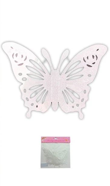 Mariposa adorno gibreado x6 blanco