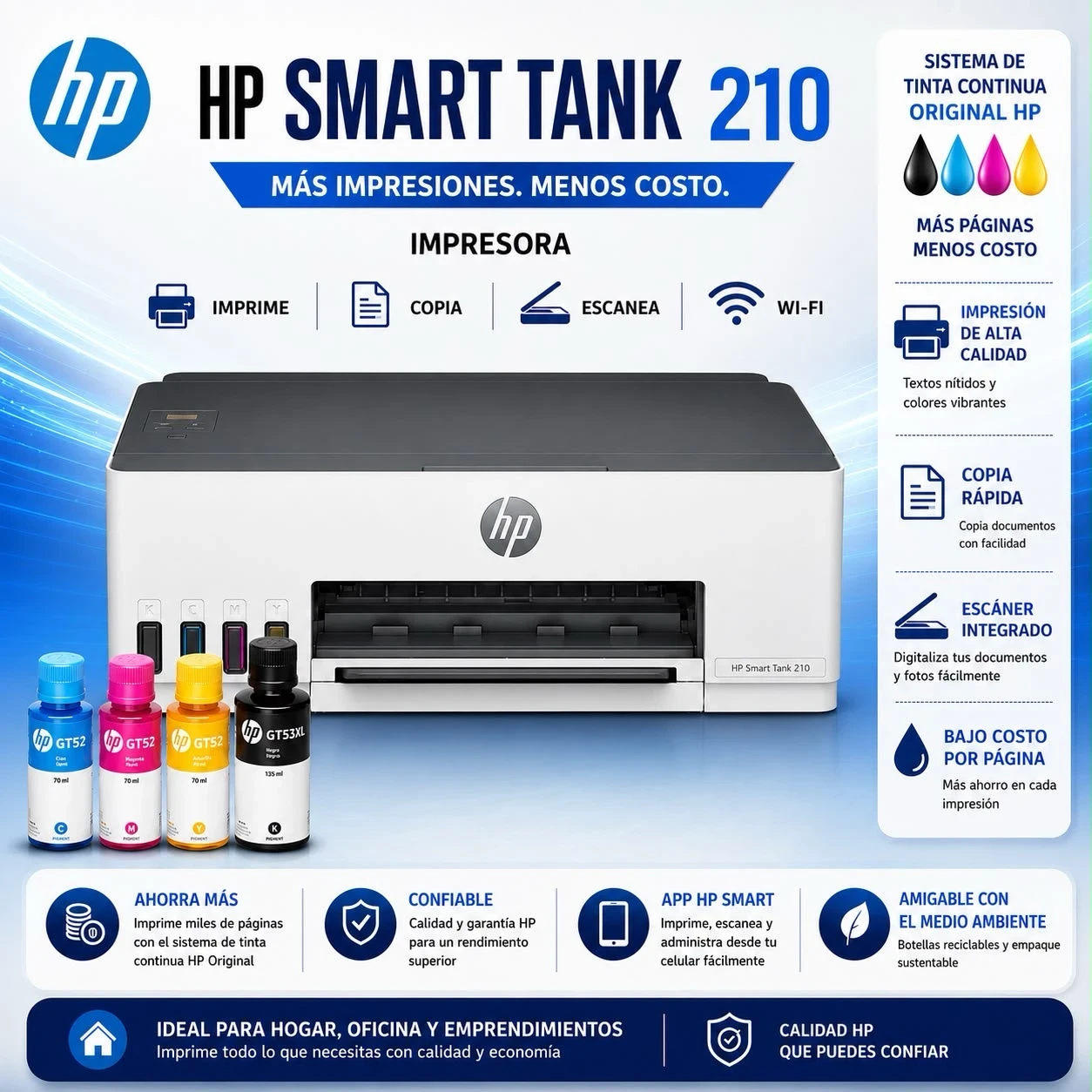 IMPRESORA HP SMART TANK 210 SISTEMA CONTINUO