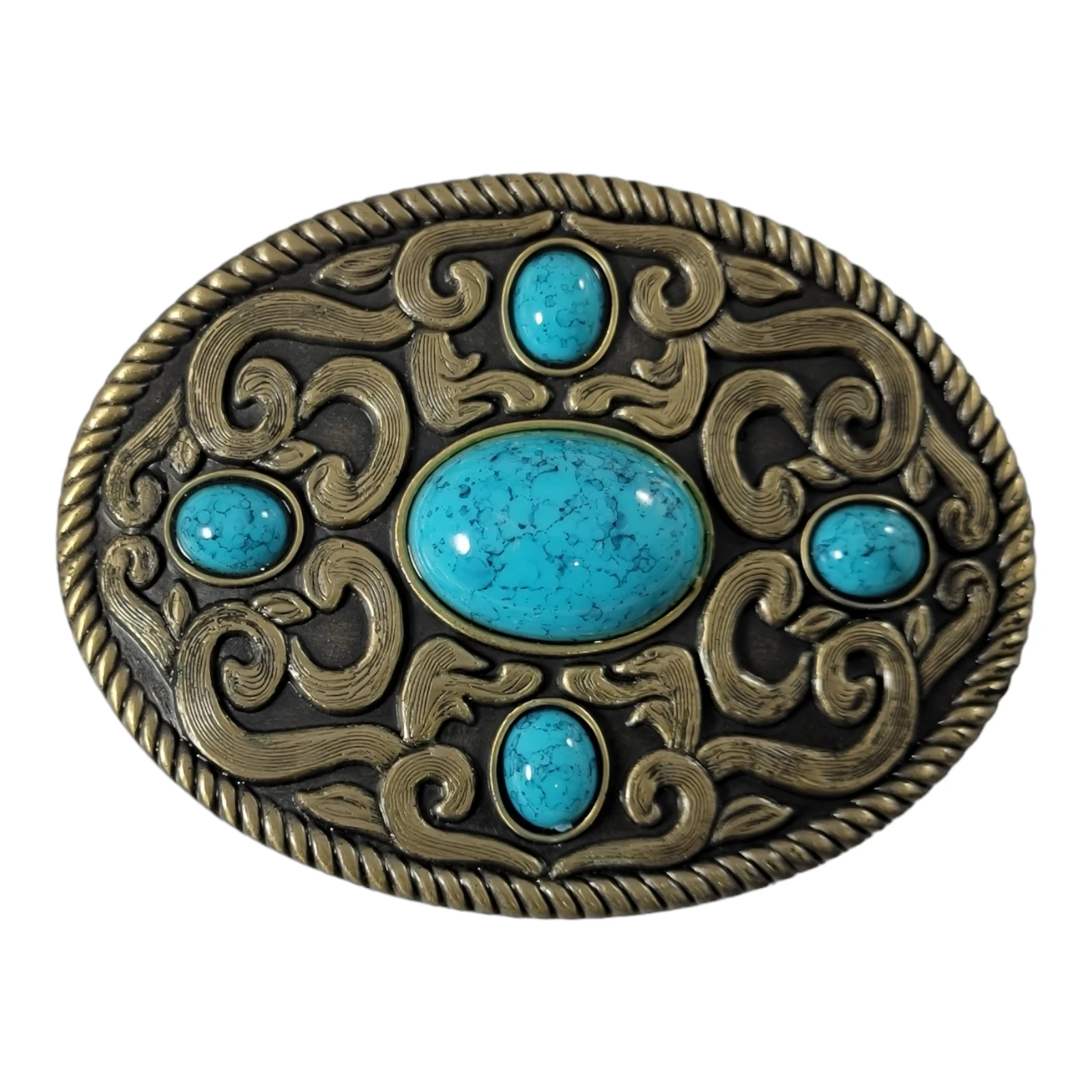 Hebilla oara dama color laton com piedras turquesa 