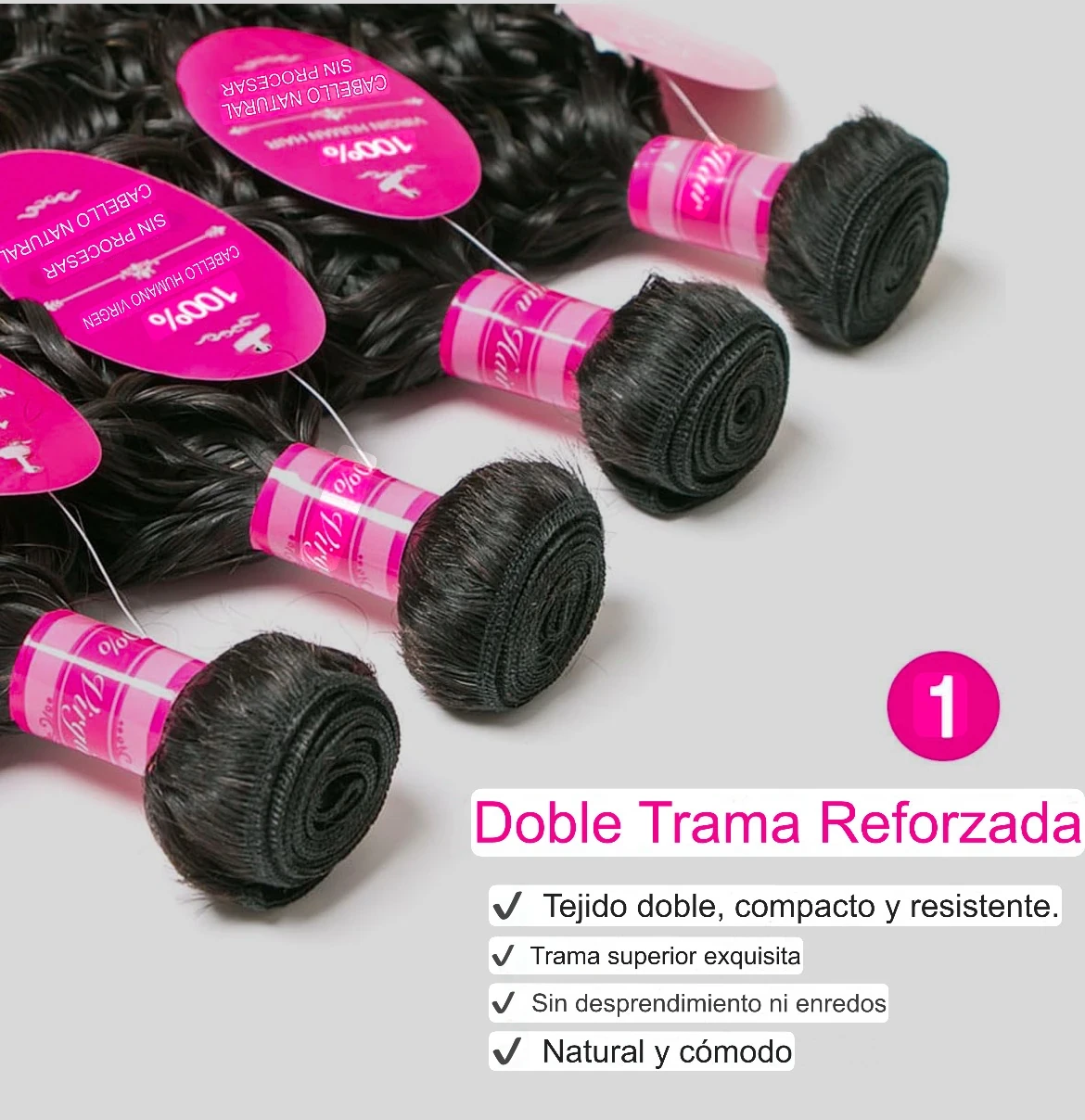 Paquetes de cabello humano ondulado de 26, 28, 30 pulgadas, grado 12A, cabello humano rizado con agua, 100% sin procesar, virgen, brasileño, sin procesar, 3 paquetes de color negro natural 2