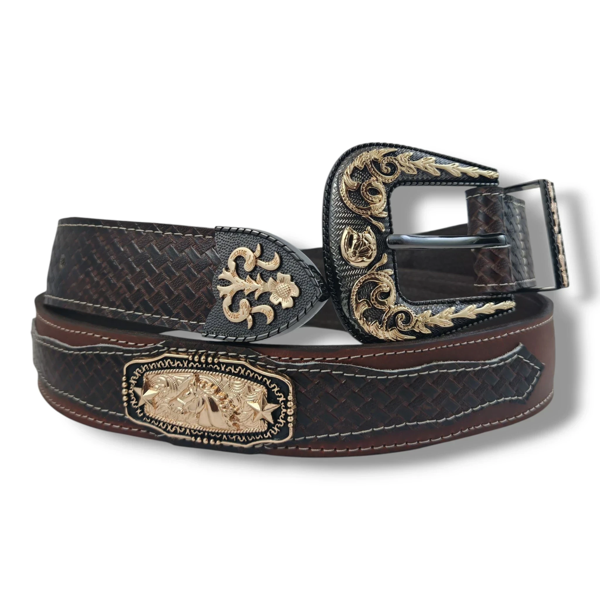 Cinturon vaquero cuero cafe crazy con cafe exotico petate  5