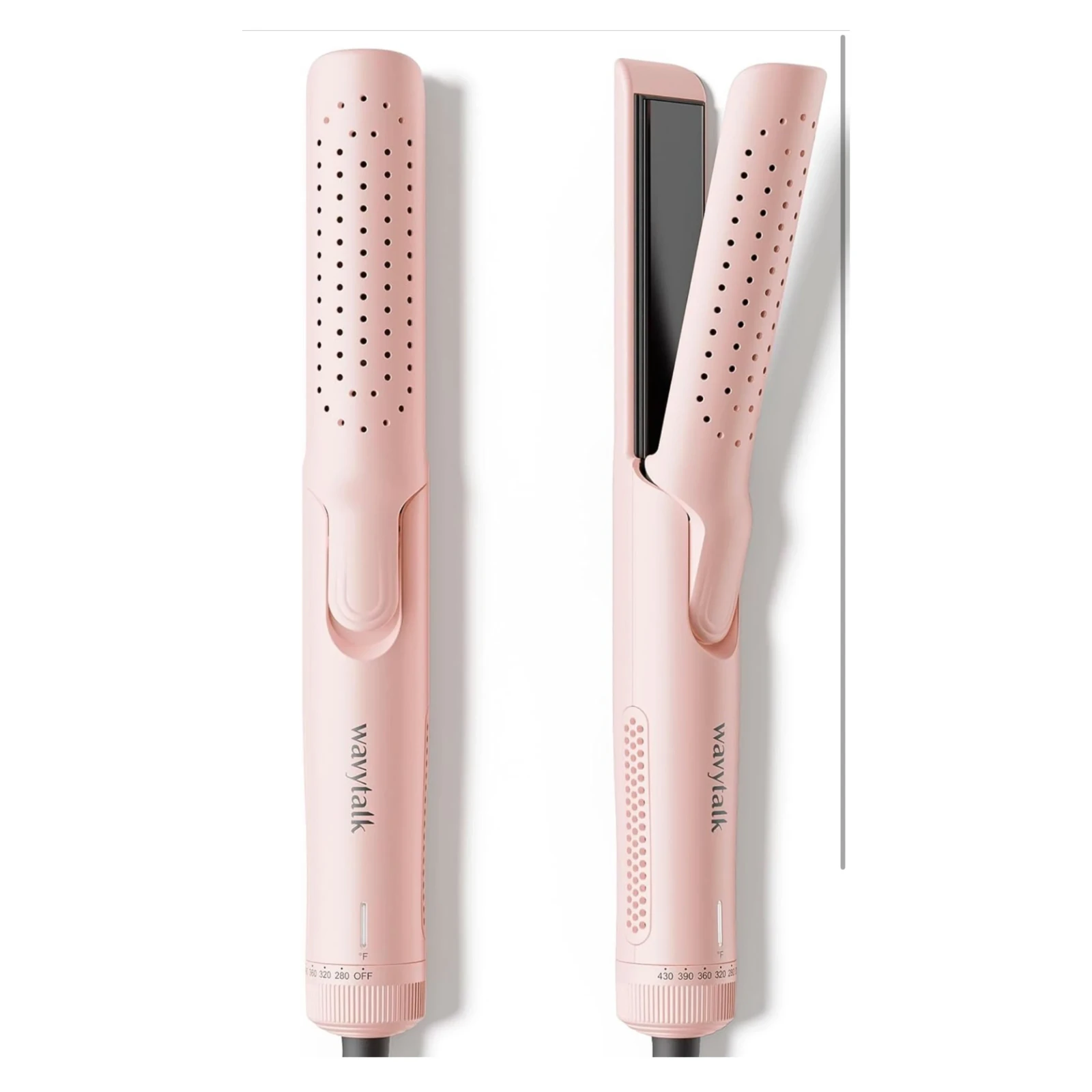 Rizador de pelo Wavytalk de 1 pulgada, moldeador con flujo de aire de 360° para fijar los rizos más rápido, alisador y rizador de cabello 2 en 1, color rosa, calentamiento de 30 segundos