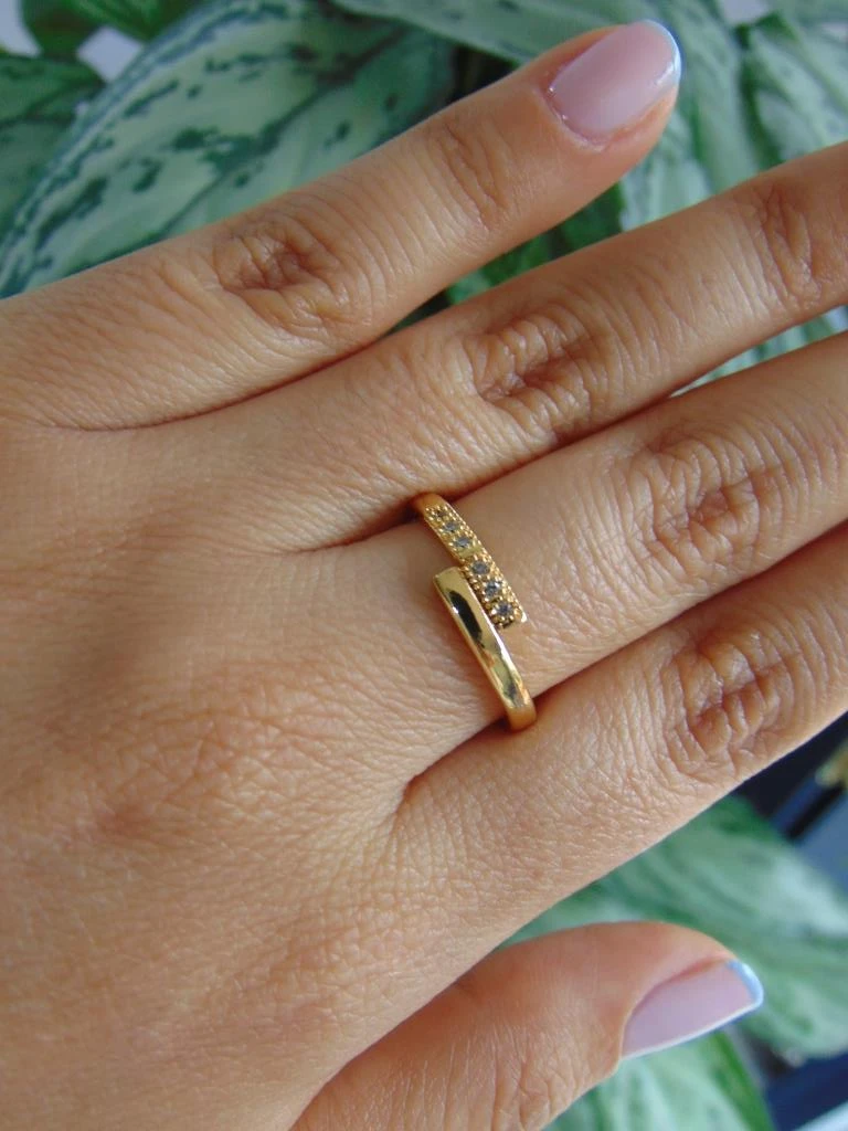 PULSERA + ANILLO RODIO DOR ARO LINEA MEDIO LISO MICROCIRCONES 3
