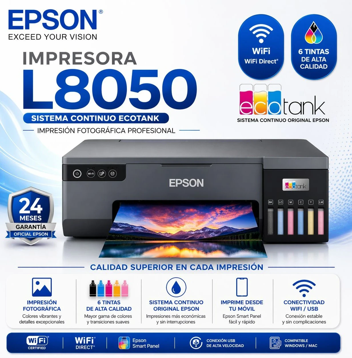 Impresora Epson L8050 ecotank fotográfica wifi