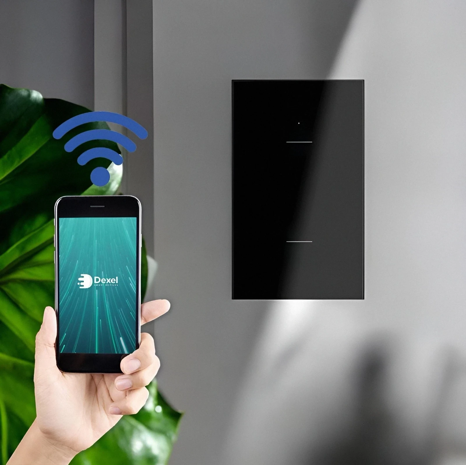 INTERRUPTOR DOBLE INTELIGENTE WIFI 10A 120VAC COLOR NEGRO S/NEUTRO DEXEL SMART 4