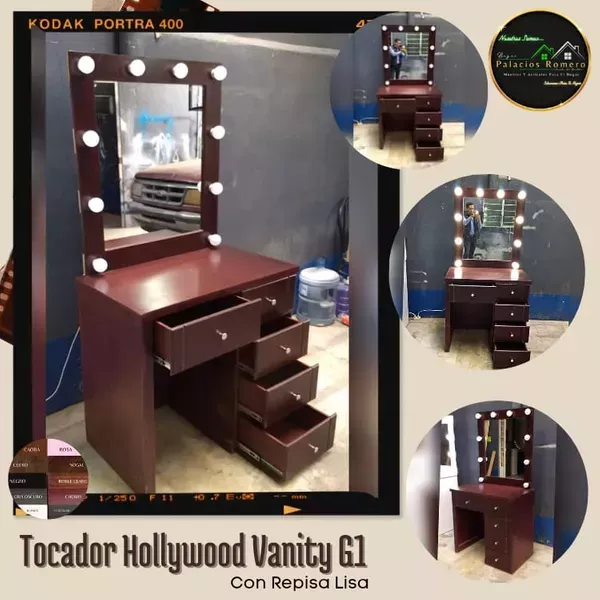 Tocador Hollywood Vanity G1 Repisa Lisa
