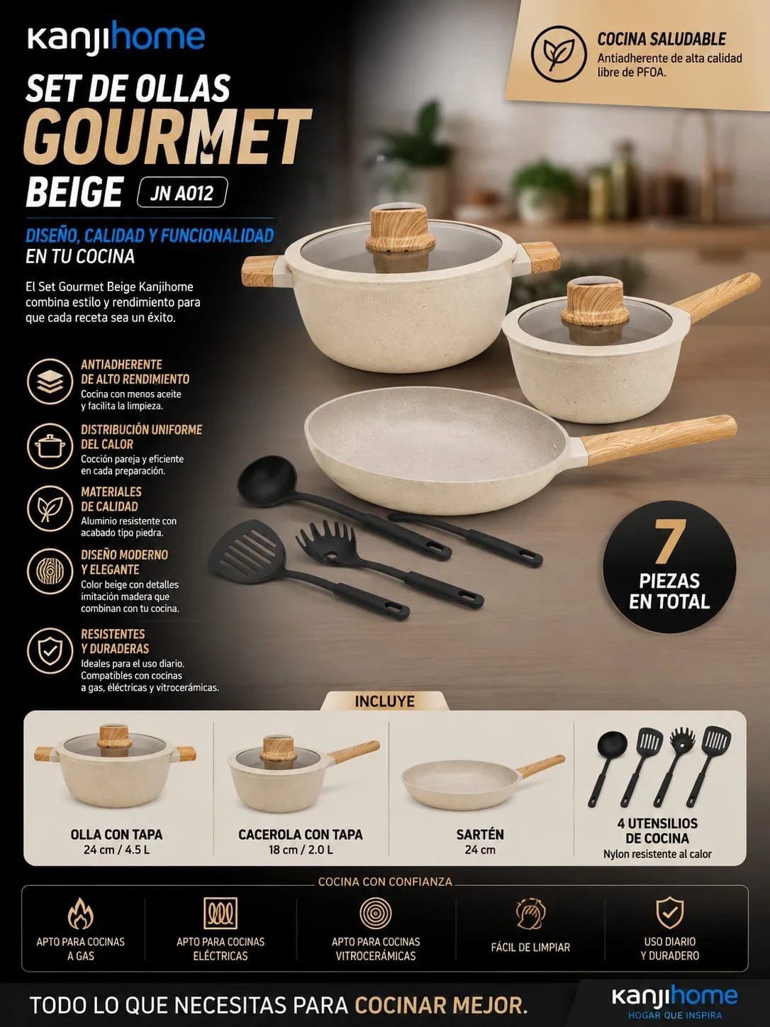 Set de Ollas Kanjihome Gourmet Beige 