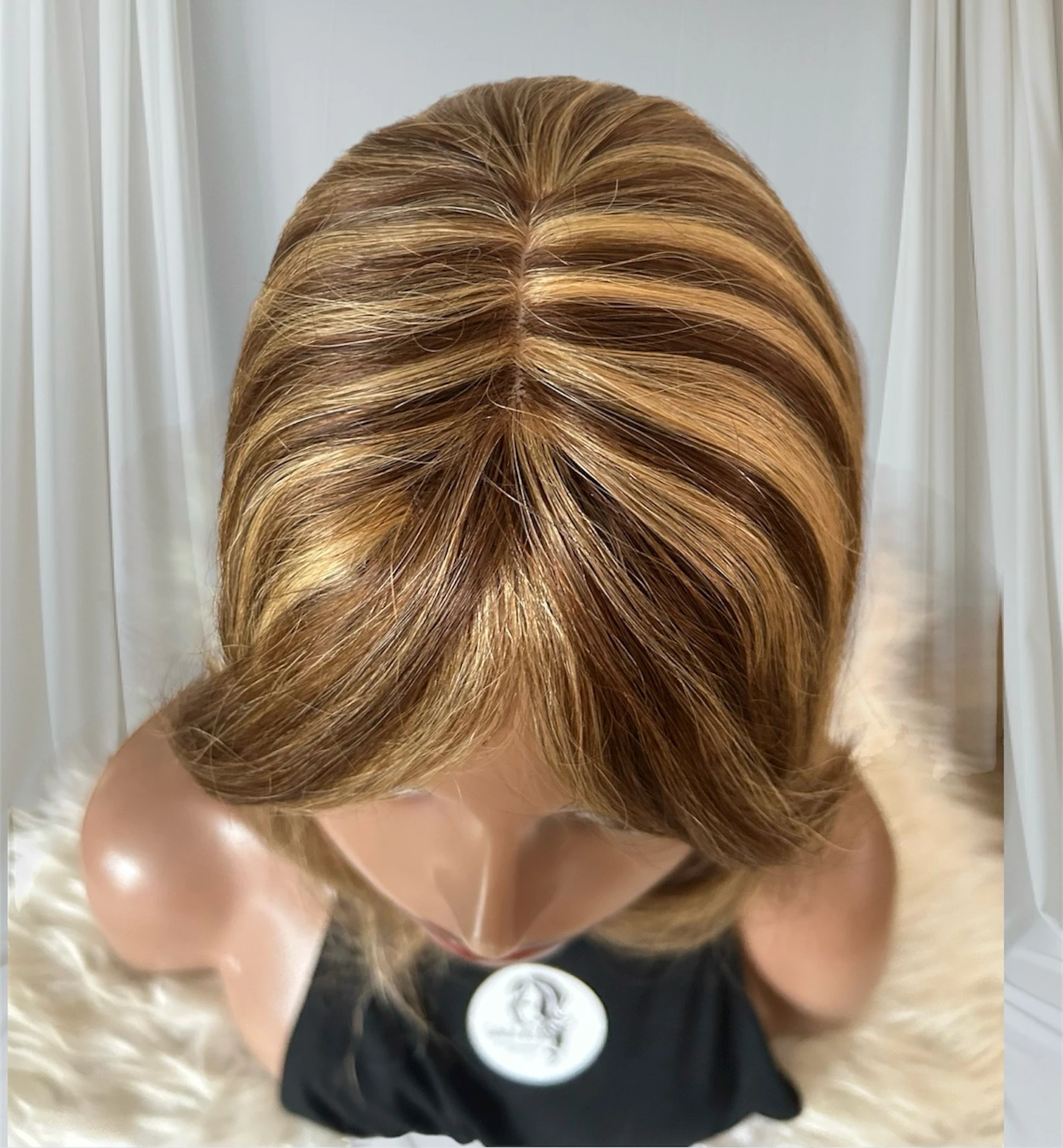Topper cabello humano, 14 pulgadas, castaño medio 4/27  5