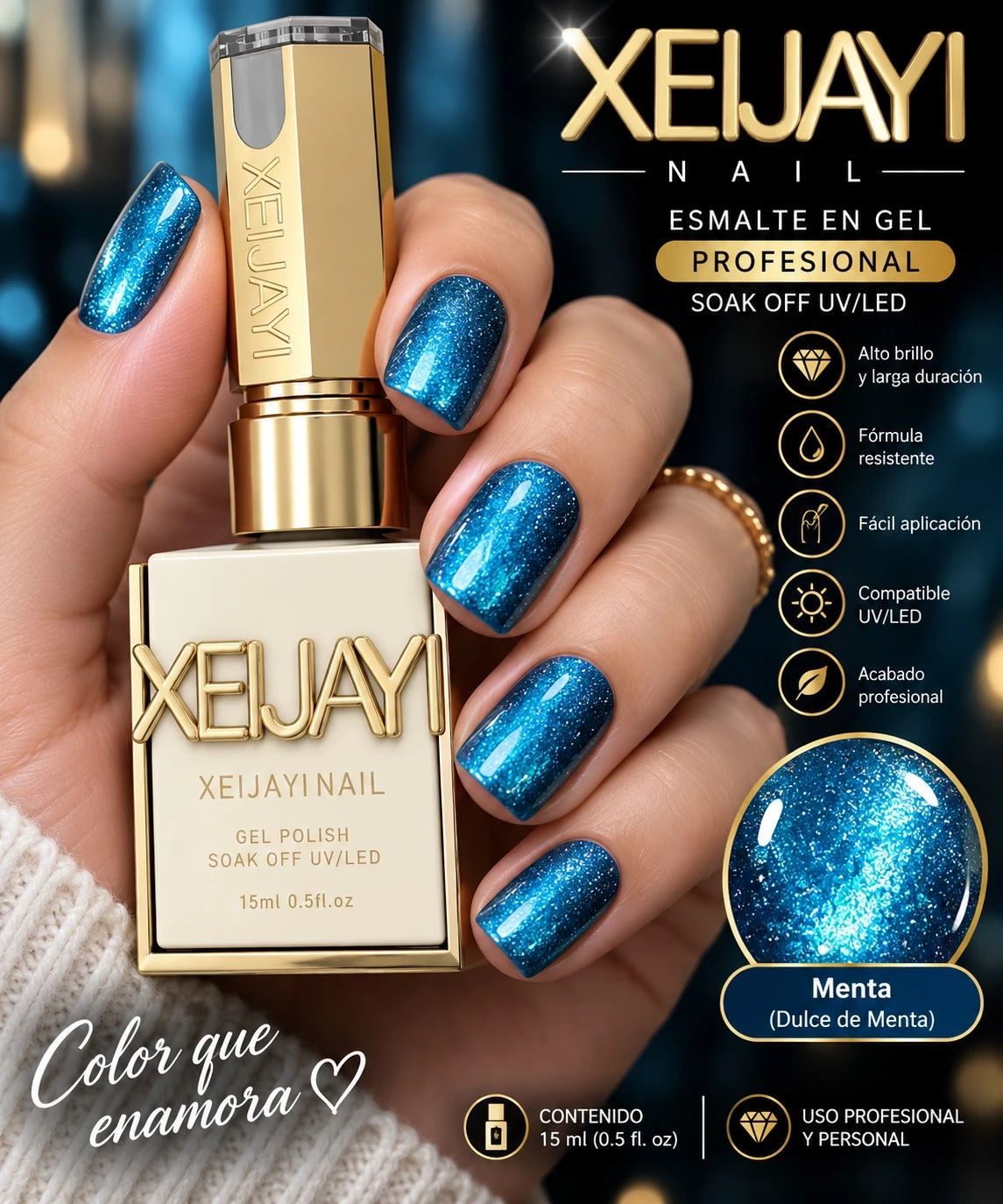 xeljayi esmalte ojo de gato tono dulce de menta