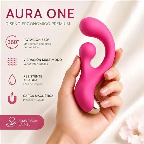 Vibrador Punto G Aura One Con Rotación 360° Y Carga Magnética 17,5 Cm 2