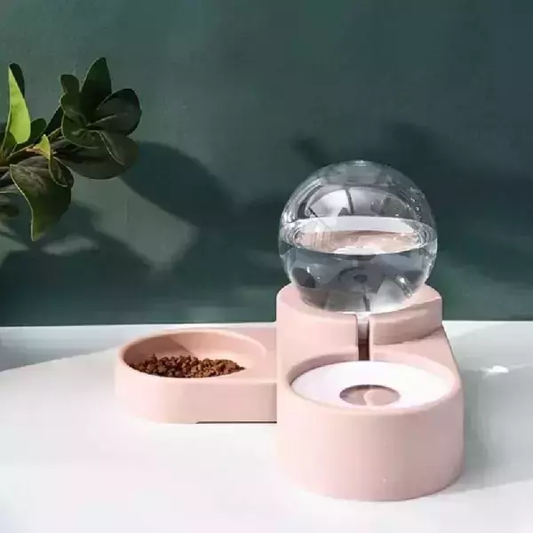Dispensador de agua automático charola de alimentos color rosa 