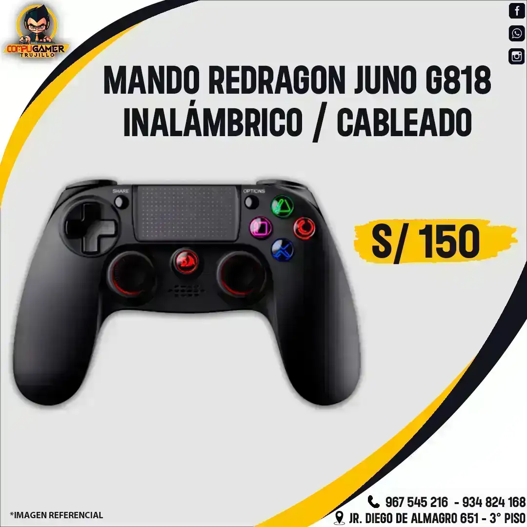 MANDO GAMER REDRAGON JUNO G818 INALÁMBRICO BLACK