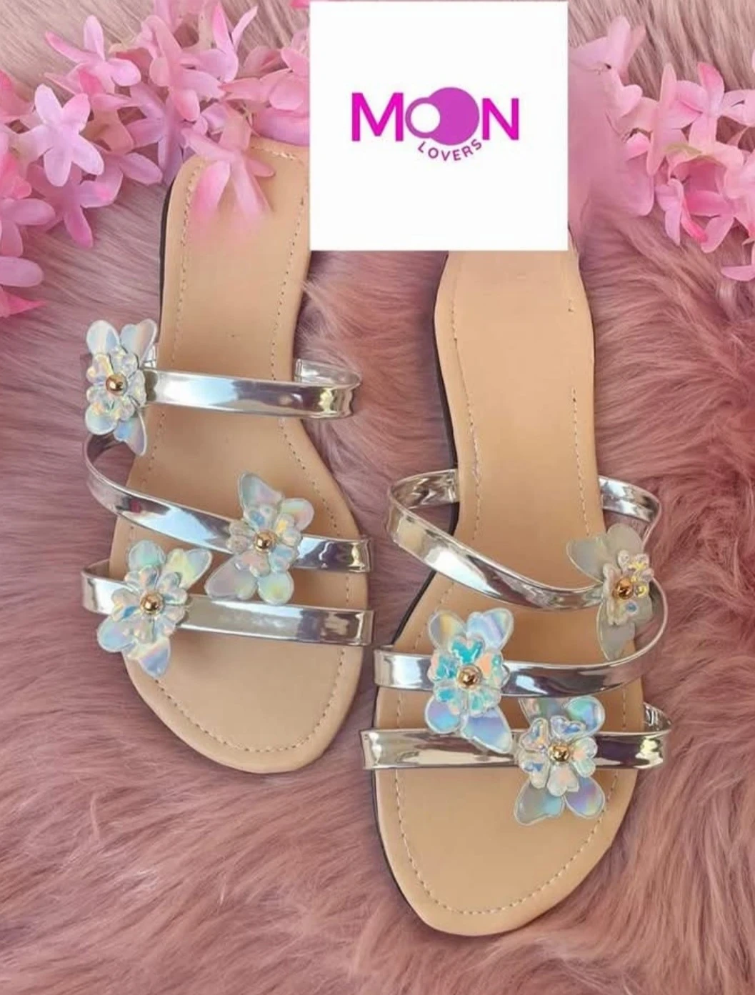 Mod.1042 Mayoreo Sandalia Dama Plata con mariposas