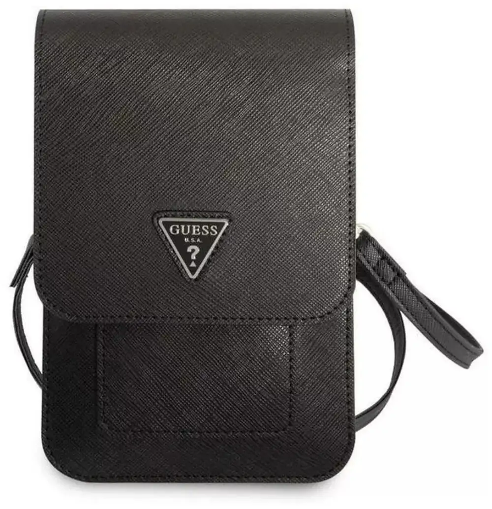 Urban Bolso Wallet Saffiano Negro Logo Triangulo Guess Acabado de los herrajes Metal Diseño de la tela Diseño Triangulo 2