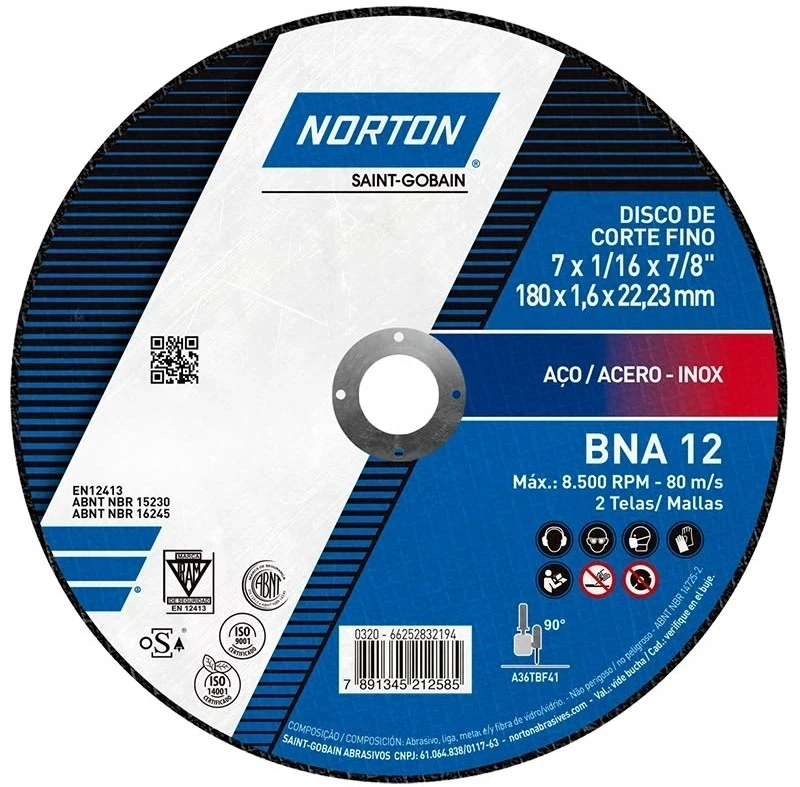 DISCO DE CORTE 7 X 1/16 NORTON X CAJA DE 10UND