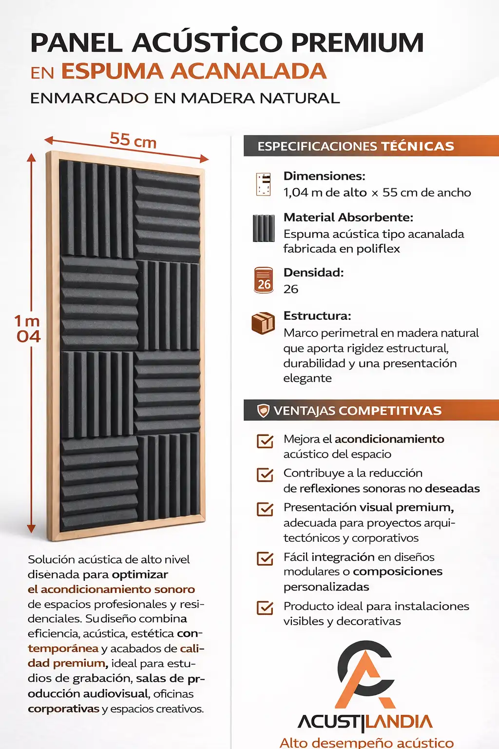 Panel acustico con marco en madera listo pra colgar  3