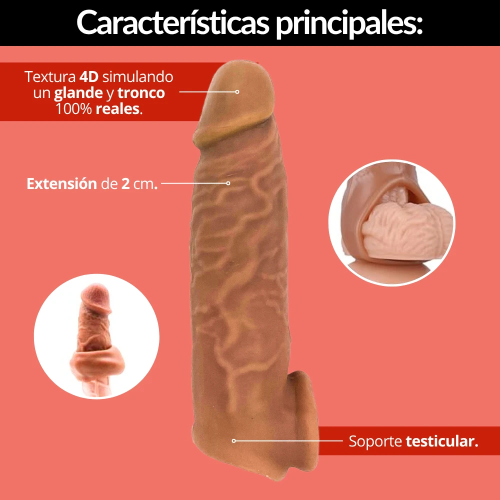 Funda pene realista con extensión  3