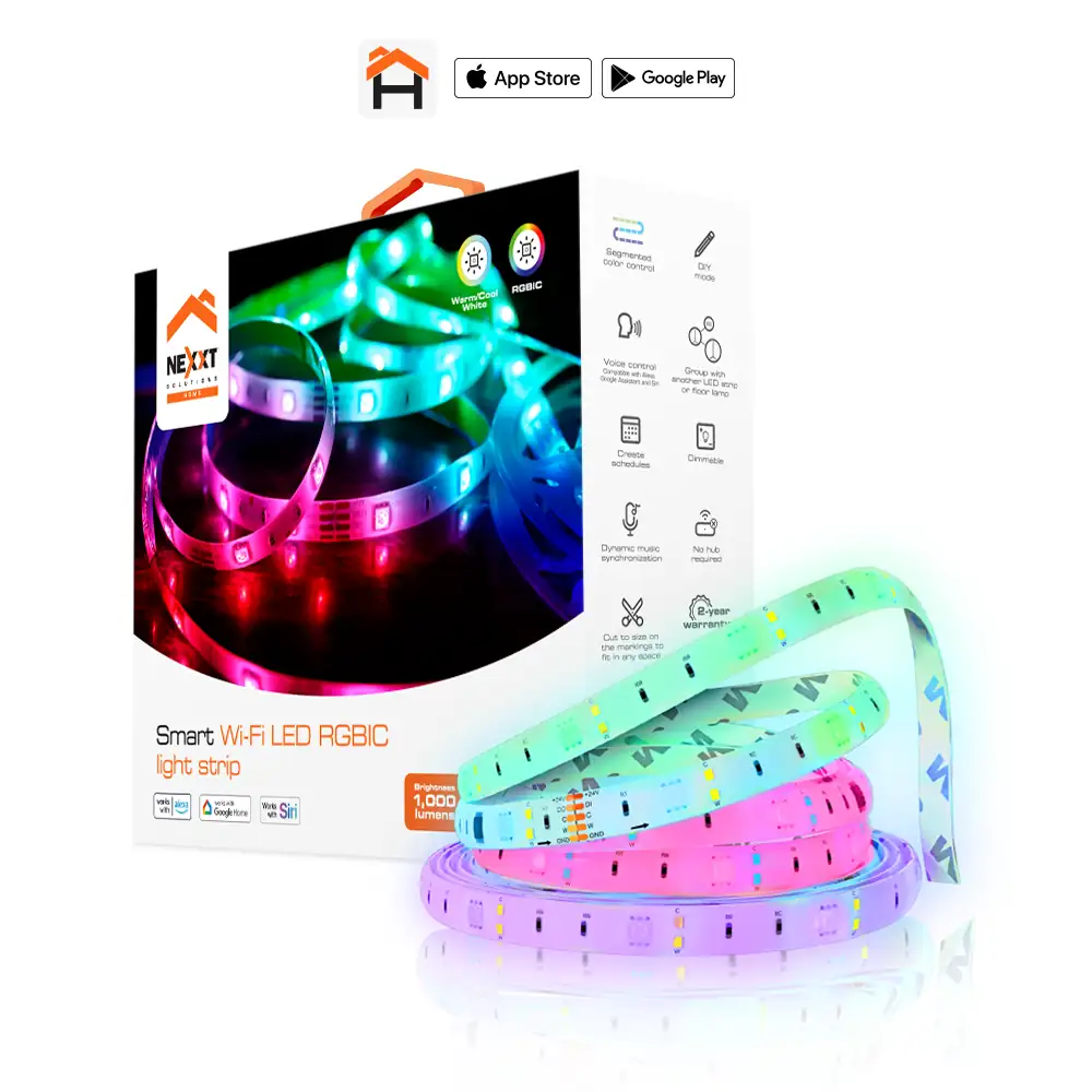 Cinta LED inteligente Wi-Fi RGBIC de 5m