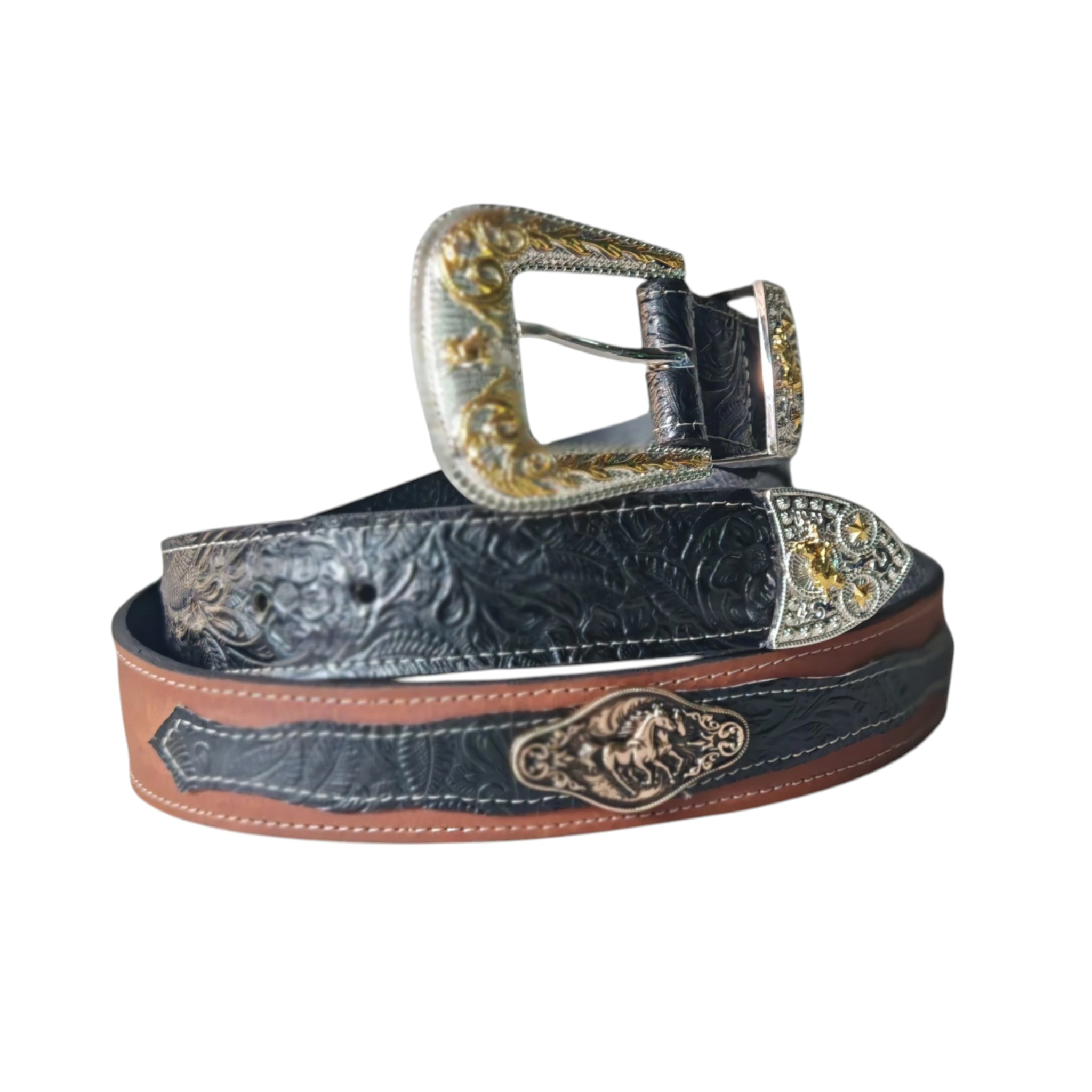 Cinturon vaquero floral negro y cafe crazy  3