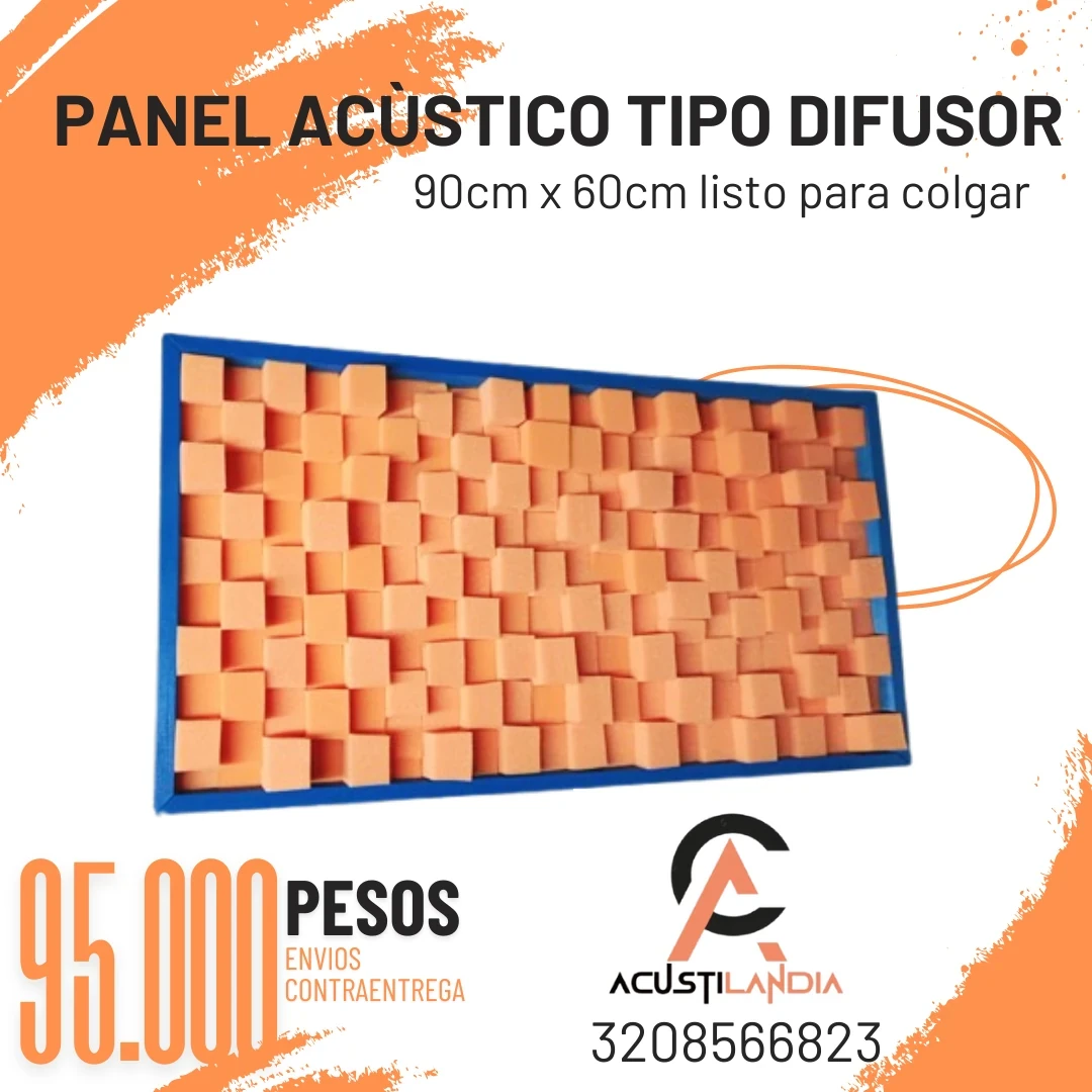 Panel acústico tipo difusor Naranja 