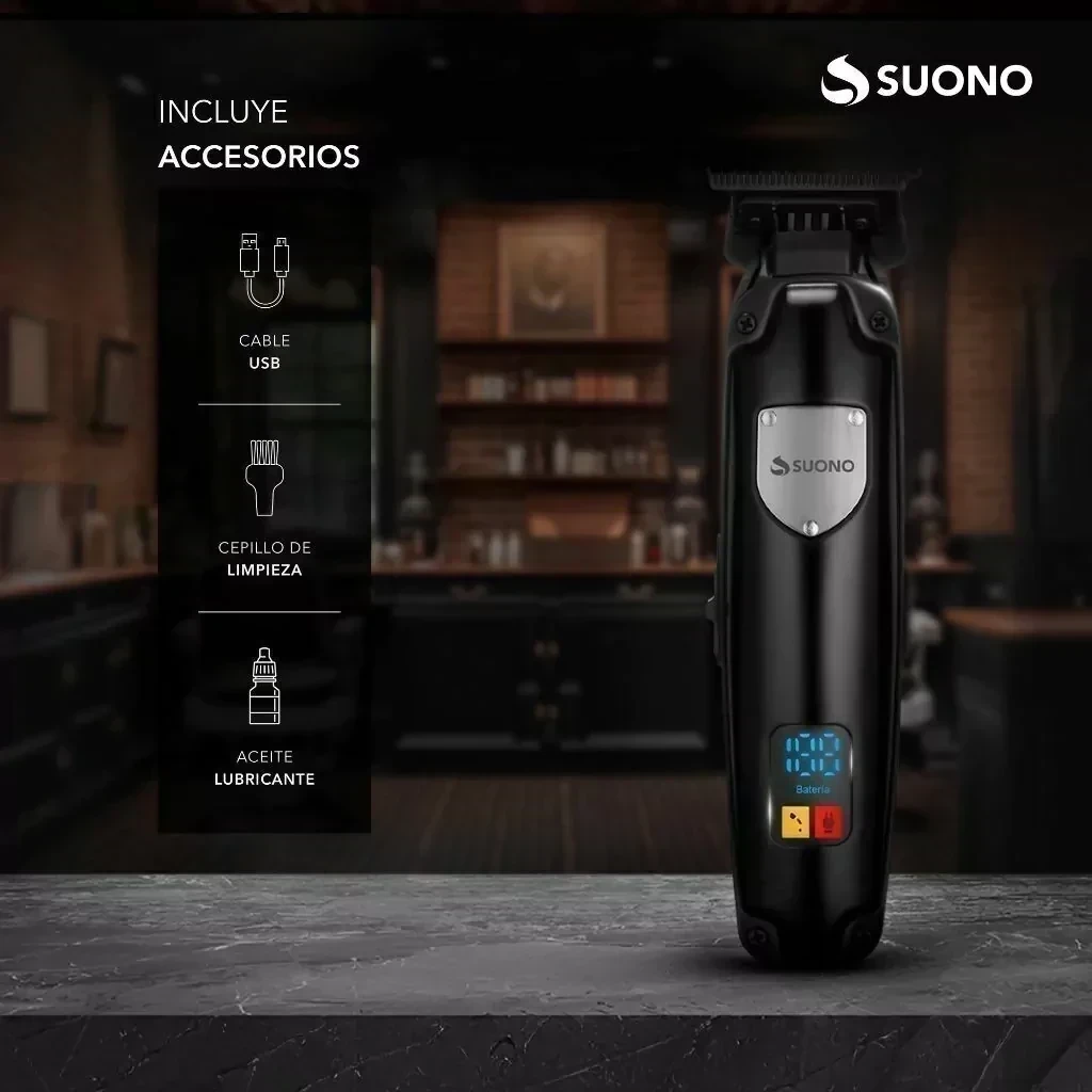 CORTA BARBA SUONO HAIR TRIMMER CUCHILLAS CON PRESICIÓN 
