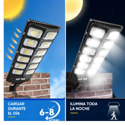 Lámpara Led Solares Focos 504led Para Exterior Suburbana Alumbrado Con Mando A Distancia Y Sensor De Movimiento 4