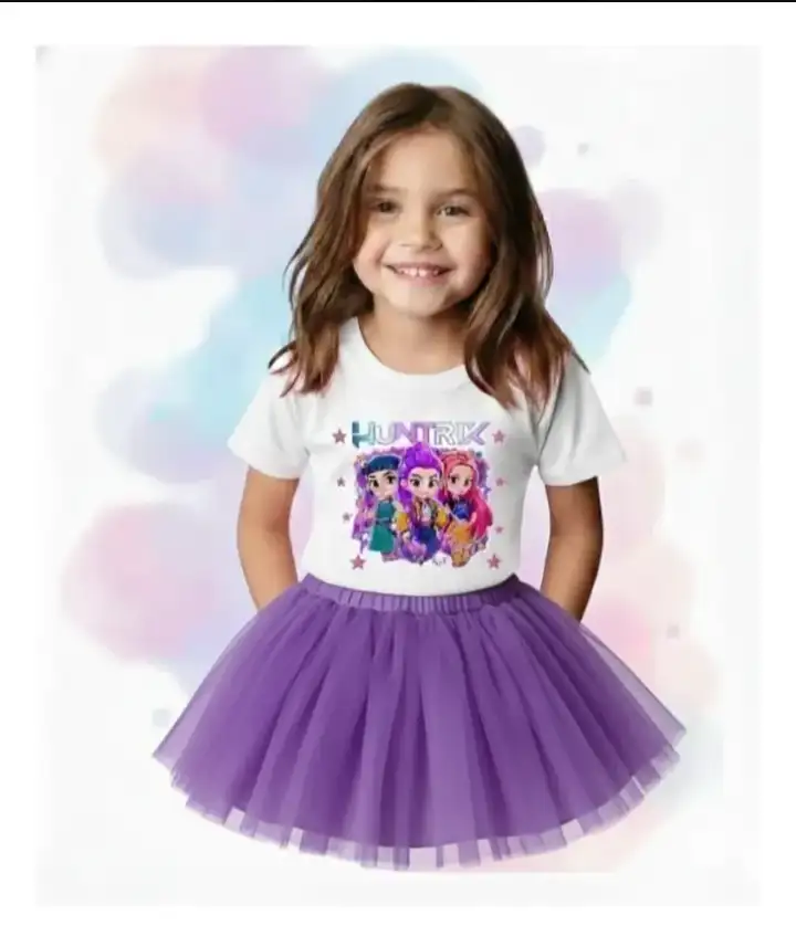 Conjunto tutú blusa niñas guerreras kpop  3