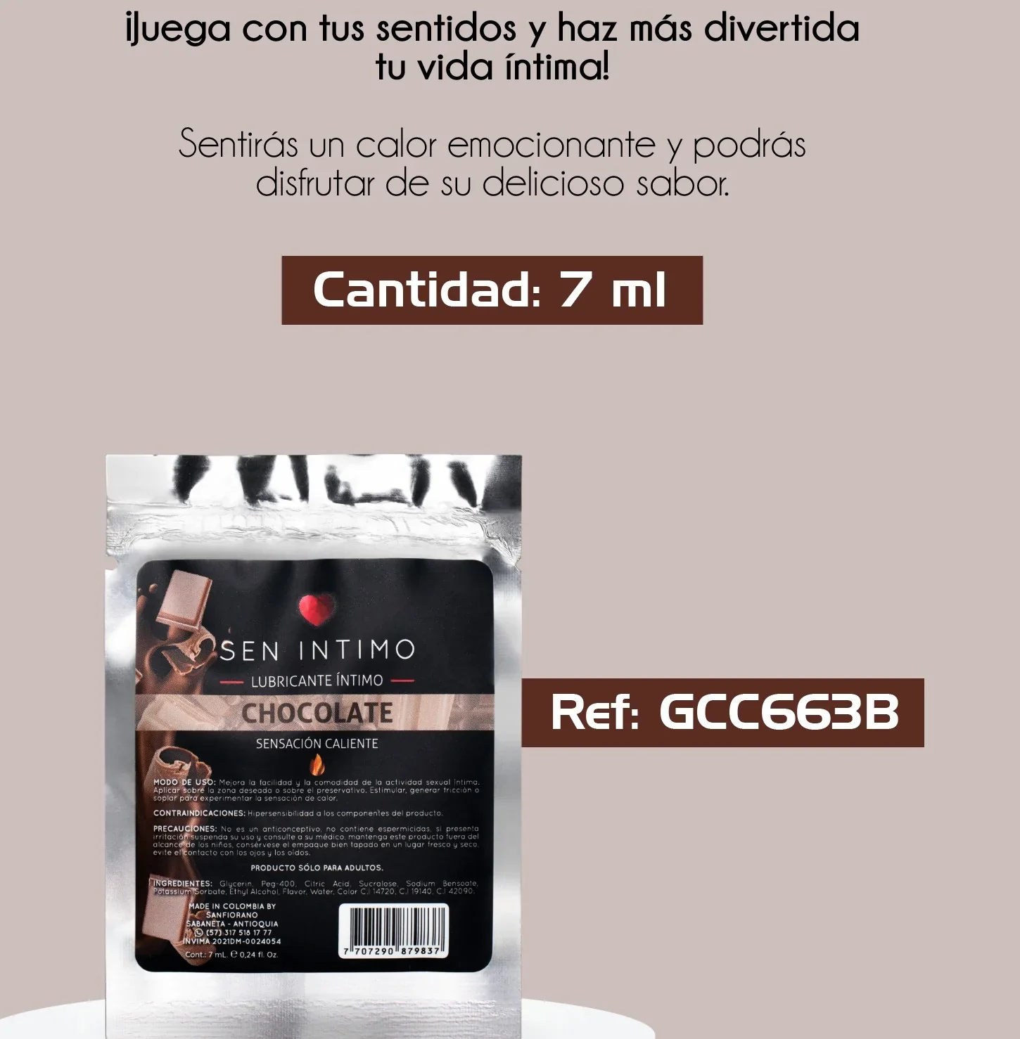 LUBRICANTE ÍNTIMO CHOCOLATE CALIENTE 7ML SACHET 