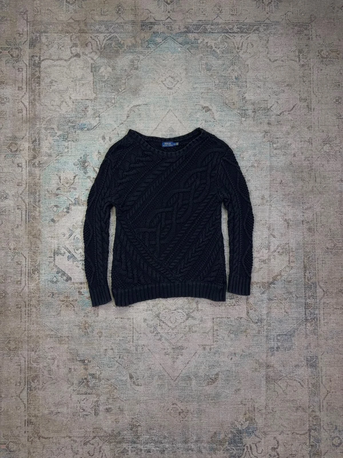 Sweater Polo Ralph Lauren Trenzas Negro mujer  Talla M 3