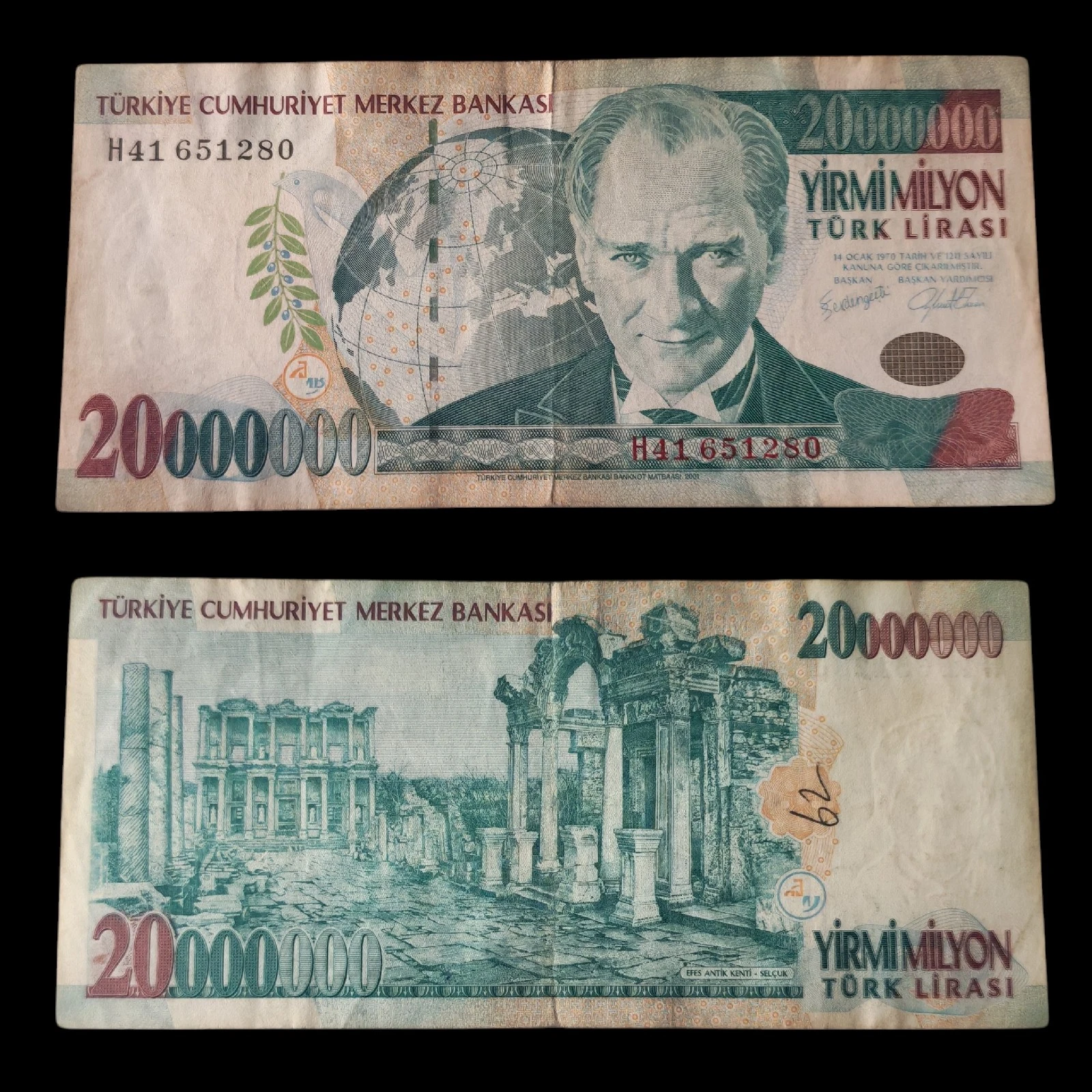 ° Turquía 20 millones de liras circulado 