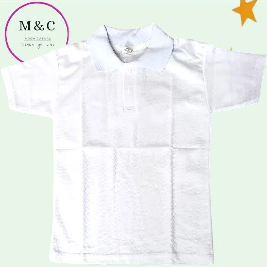 Polo T-12 escolar blanca
