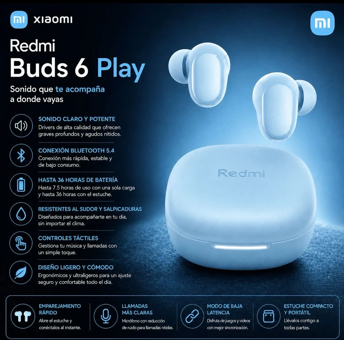 AURICULAR XIAOMI BUDS 6 PLAY 3