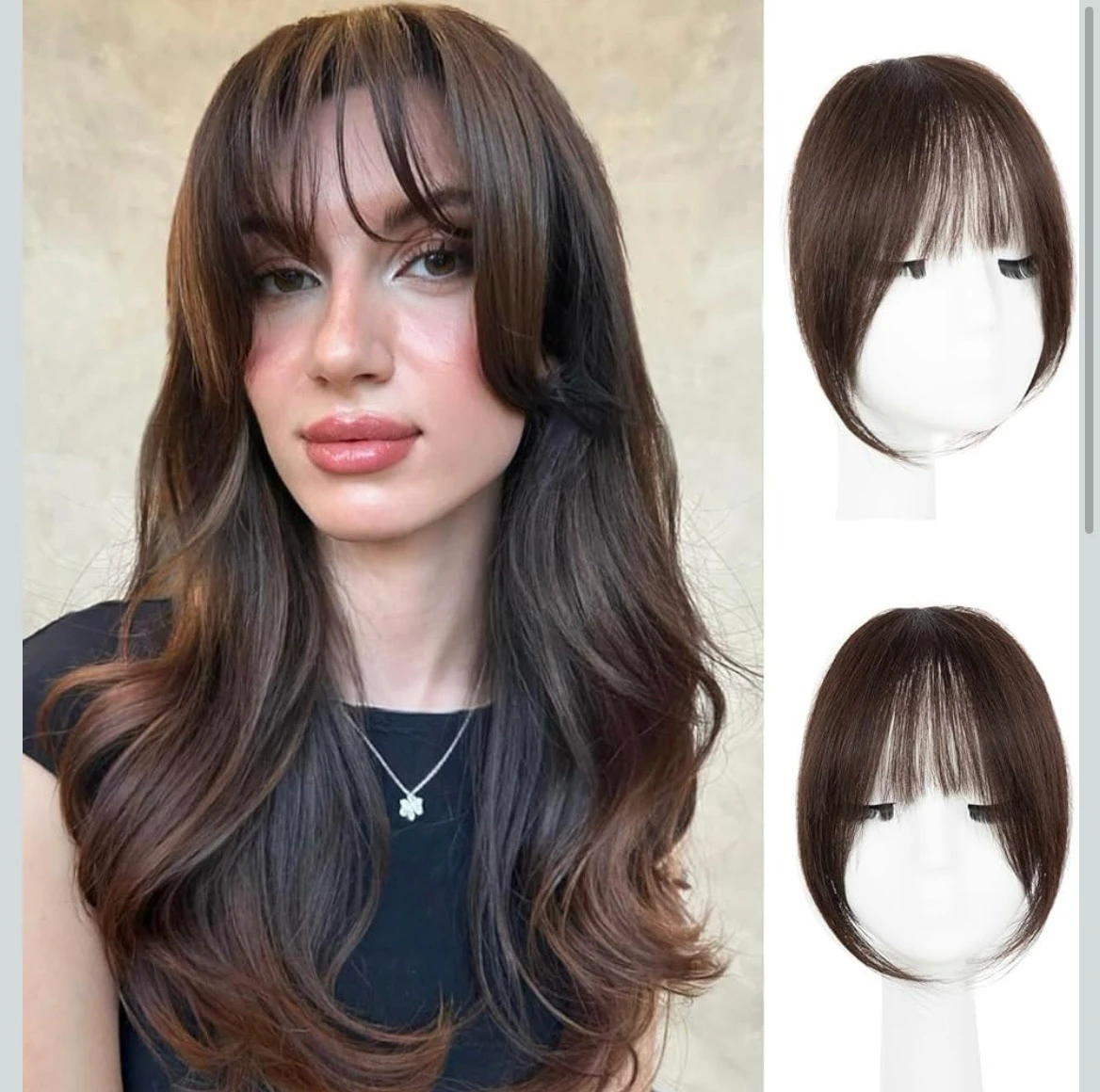 Flequillos castaño de cabello humano