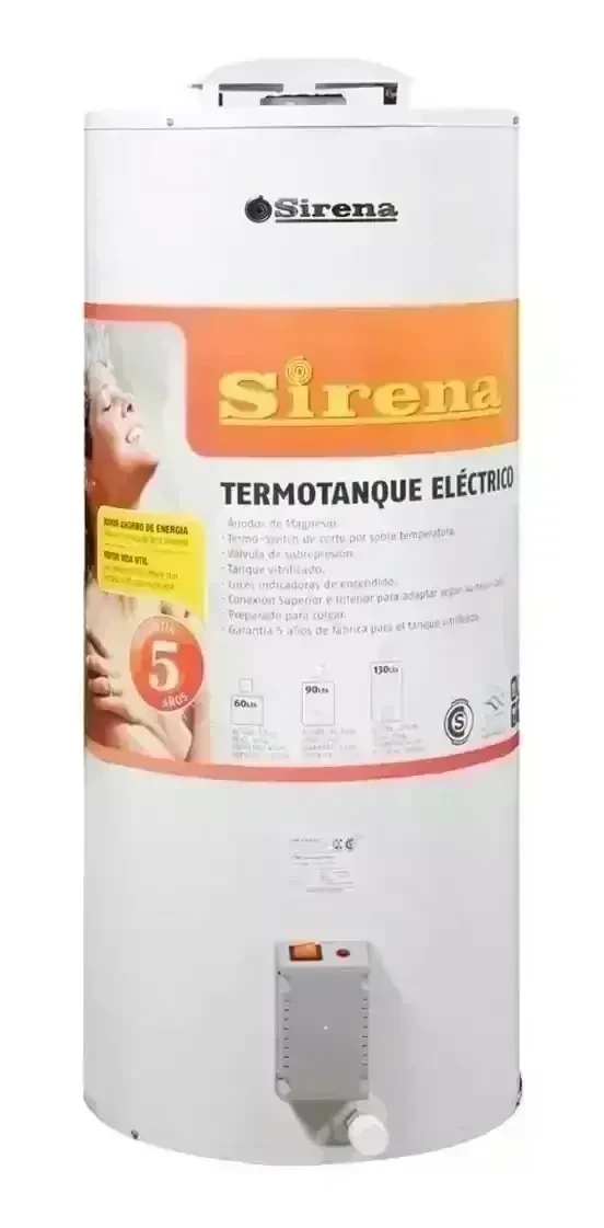 TERMOTANQUE ELÉCTRICO SIRENA 90 LTS CARGA SUPERIOR/INFERIOR 