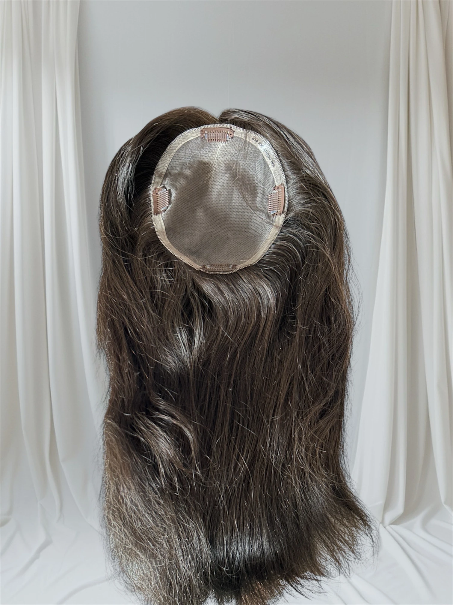 Topper de cabello humano, castaño medio 16 pulgadas  5