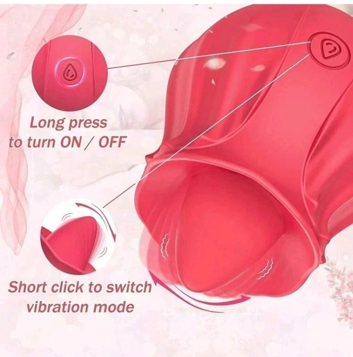  Juguete sexual vibrador de lengua que lame el clítoris en forma de rosa para mujeres 3