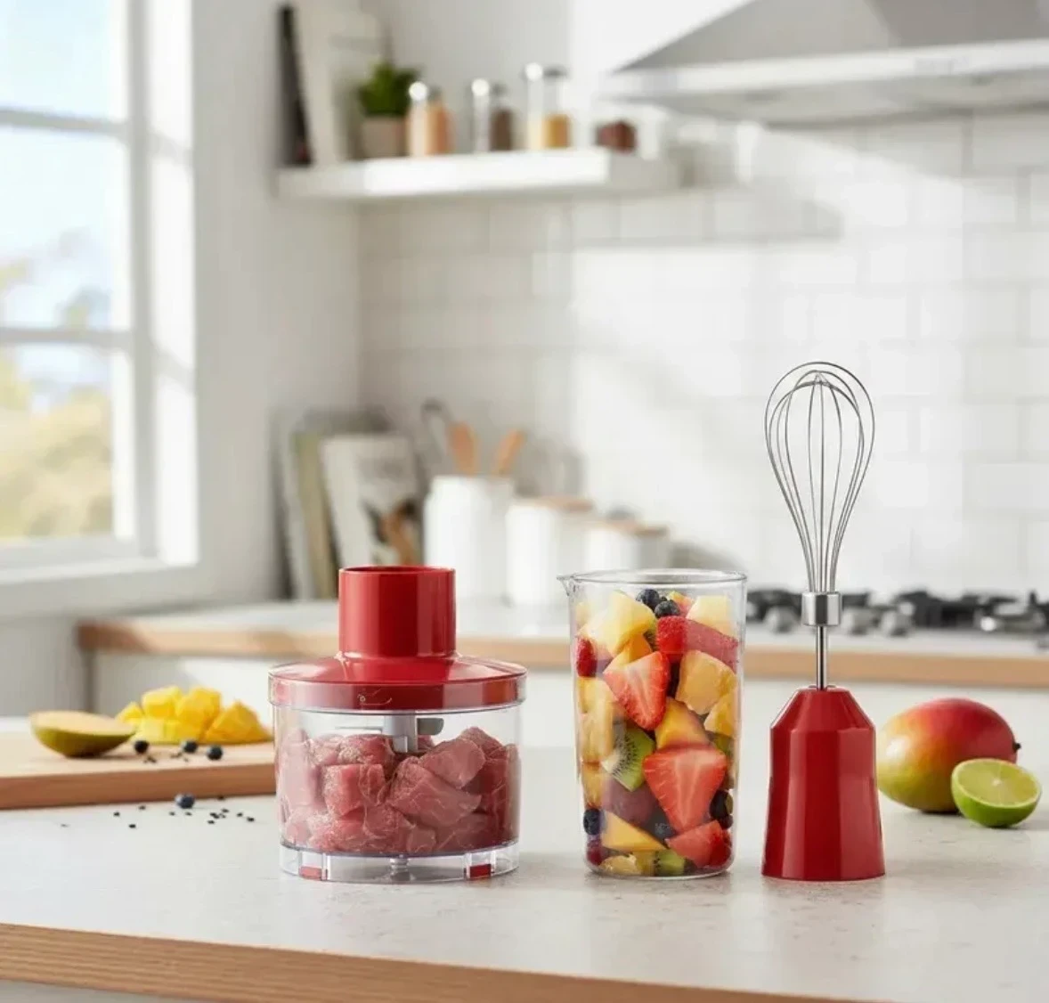 MIXER EIFFEL 3 en 1 ACERO INOX ROJA  2