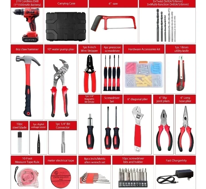 SET FE HERRAMIENTAS + TALADRO ATORNILLADOR  2