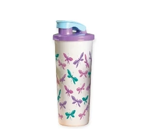 VASOS CON TAPA LIBELULAS BLANCO