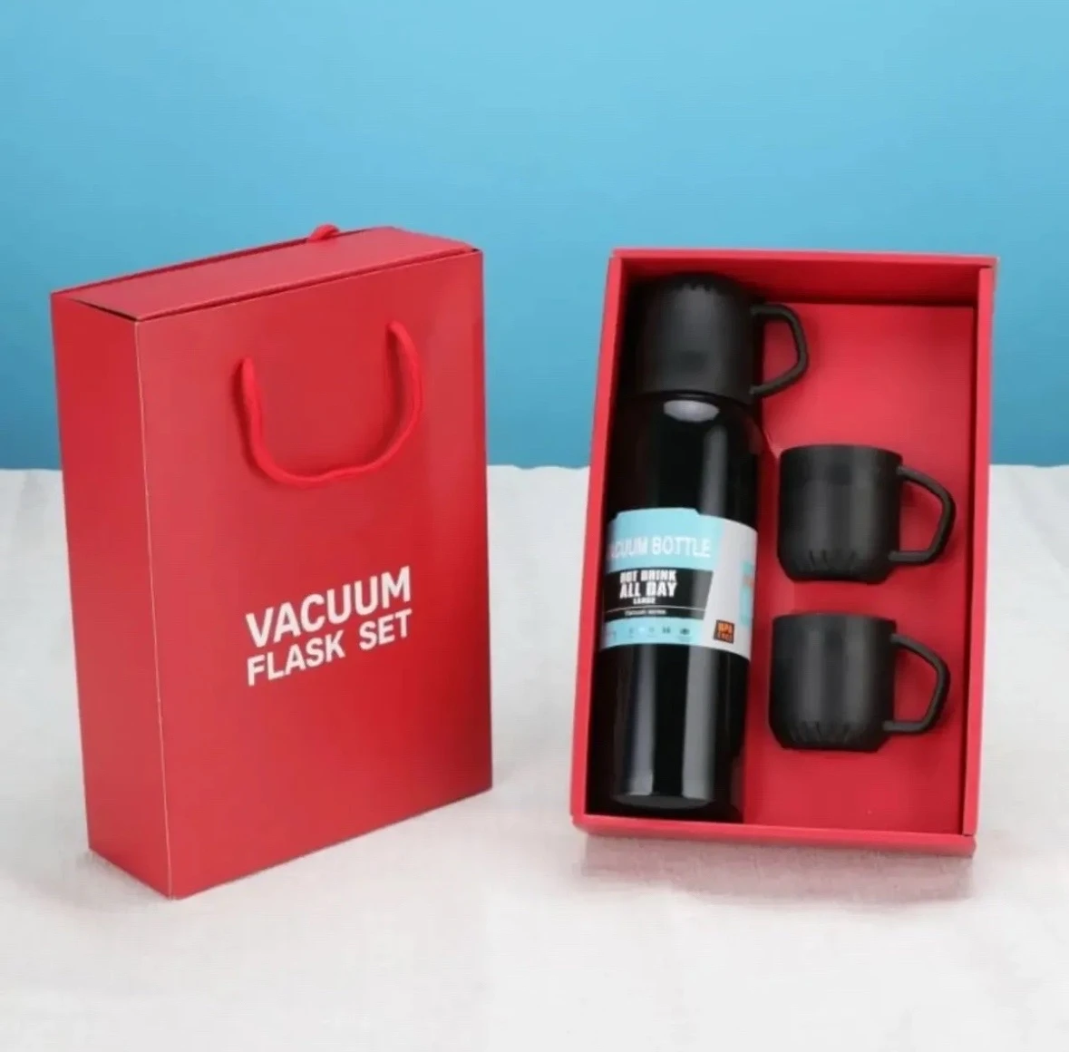 TERMO DE 600 ml con tres tazas. acero INOXIDABLE 7