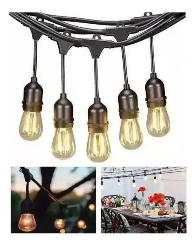 Guirnalda 10mt con 10 Ampoletas Led 2W Terraza Enchufado