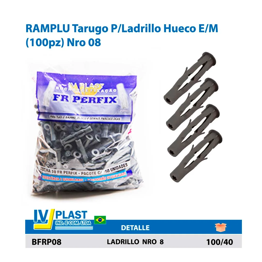 RAMPLU Tarugo P/Ladrillo Hueco E/M (100pz) Nro 08 