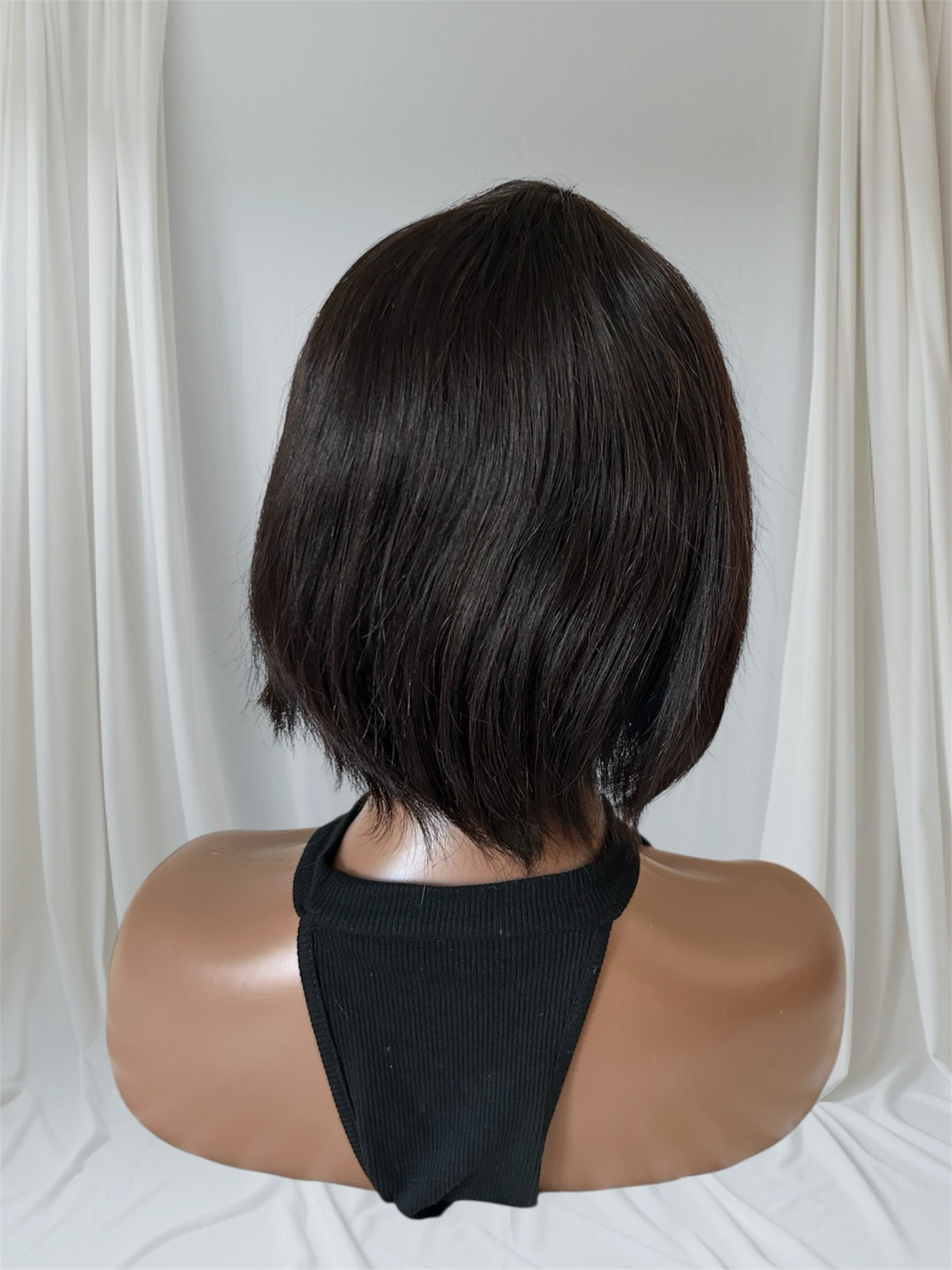Peluca con flequillo 8 pulgadas cabello humano 4