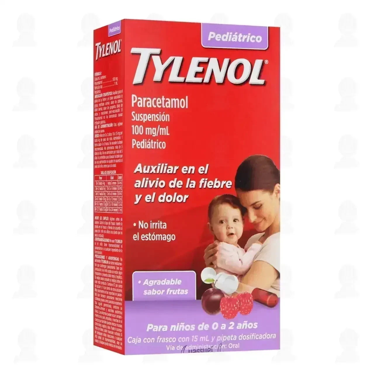 Tylenol 100mg/ml Gotas Suspensión Pediátrica, 15 ml.